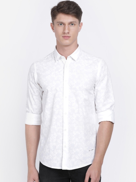 

Crocodile Men White Slim Fit Printed Casual Shirt