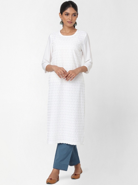 

Naari Women Off White Embroidered Regular Fit Kurta