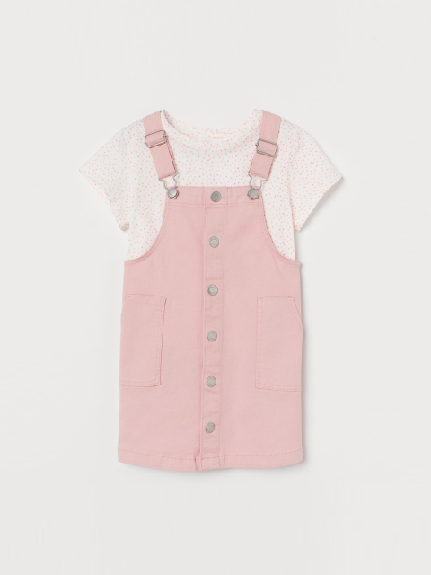 

H&M Girls White & Pink Printed 2-piece Set