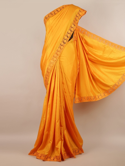 

Pothys Mustard Yellow Solid Art Silk Saree