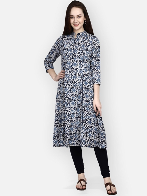 

Molcha Blue Printed Pure Cotton Kurta