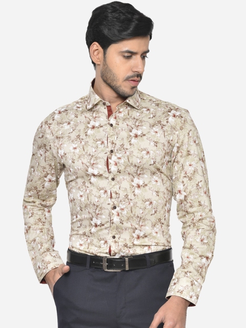 

Greenfibre Men Beige & Brown Slim Fit Printed Formal Shirt