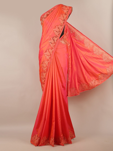 

Pothys Pink Solid Art Silk Saree