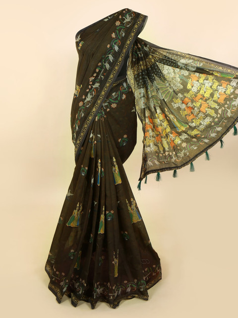 

Pothys Green Printed Cotton Blend Saree