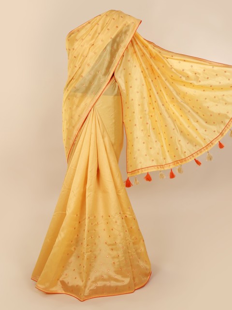 

Pothys Cream-Coloured Embellished Cotton Blend Saree