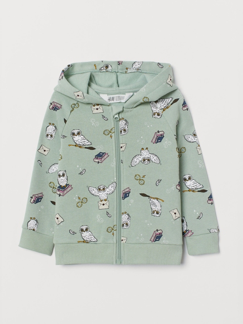 

H&M Girls Green Appliqued Zip-Through Hoodie