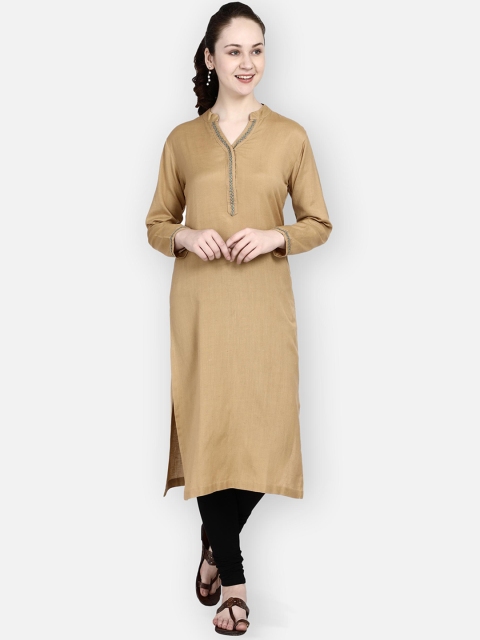 

Molcha Women Beige Solid Kurta