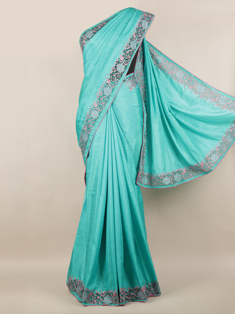 

Pothys Blue Solid Art Silk Saree