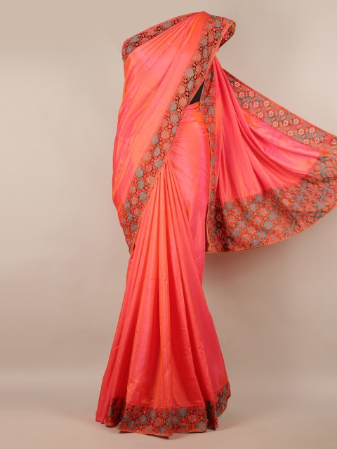 

Pothys Orange Solid Art Silk Saree