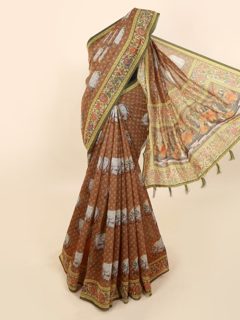 

Pothys Brown Printed Cotton Blend Saree