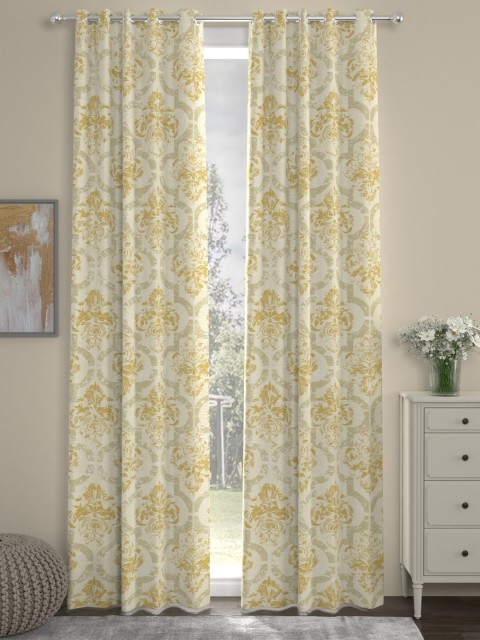 

ROSARA HOME Set of 2 Khaki & Cream-Coloured Ethnic Motifs Door Curtains