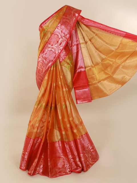 

Pothys Orange & Red Tissue Woven Design Saree