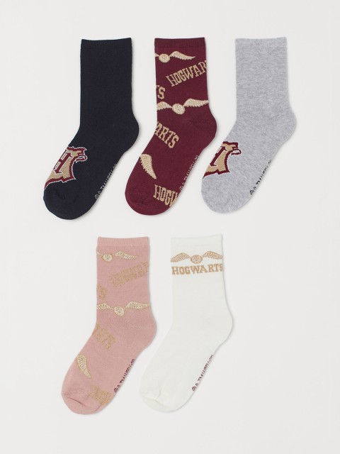 

H&M Girls Multicoloured 5-Pack Motif-Detail Socks, Multi