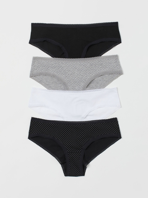 

H&M Women 4-Pack Cotton Hipster Briefs 0598515033, White