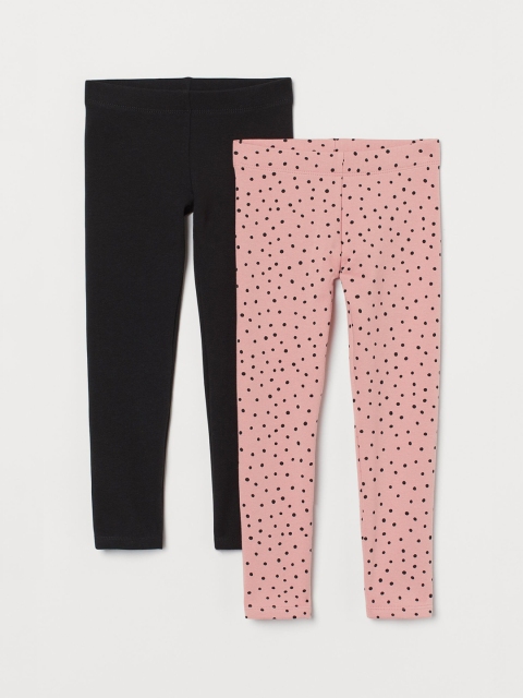 

H&M Girls 2-Pack Sturdy Jersey Leggings, Black