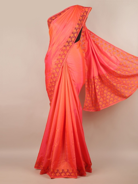 

Pothys Orange Solid Art Silk Saree