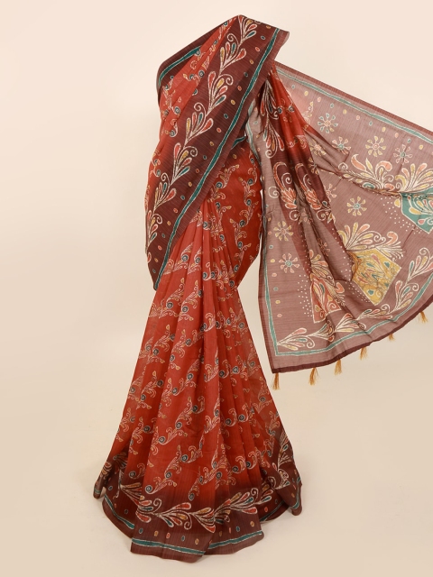 

Pothys Rust Printed Cotton Blend Saree