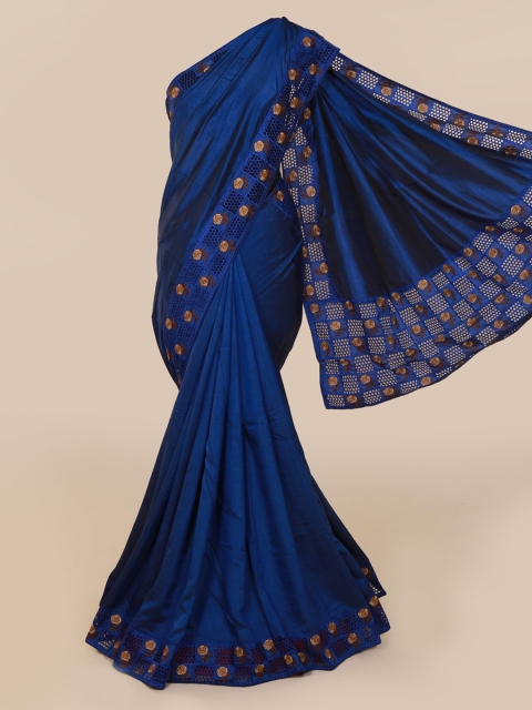 

Pothys Blue Solid Art Silk Saree
