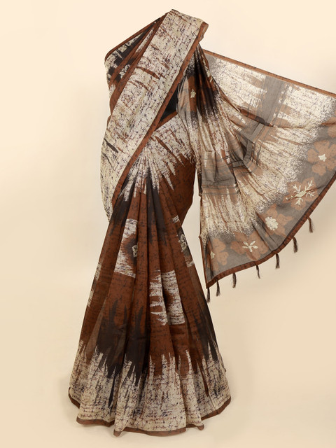 

Pothys Brown Printed Cotton Blend Saree