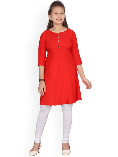 

Aarika Girls Red & White Solid Kurta with Churidar