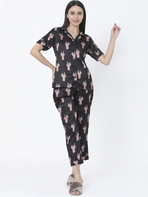 

Smarty Pants Women Black Printed Night suit