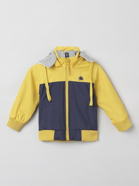 

max Boys Yellow & Navy Blue Colourblocked Bomber Jacket