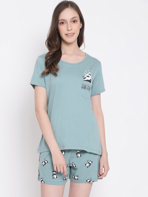 

Kanvin Women Blue & White Printed Night Suit