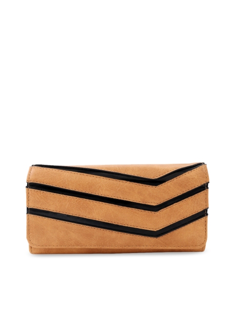 

GIO COLLECTION Women Brown & Black Striped Three Fold Wallet