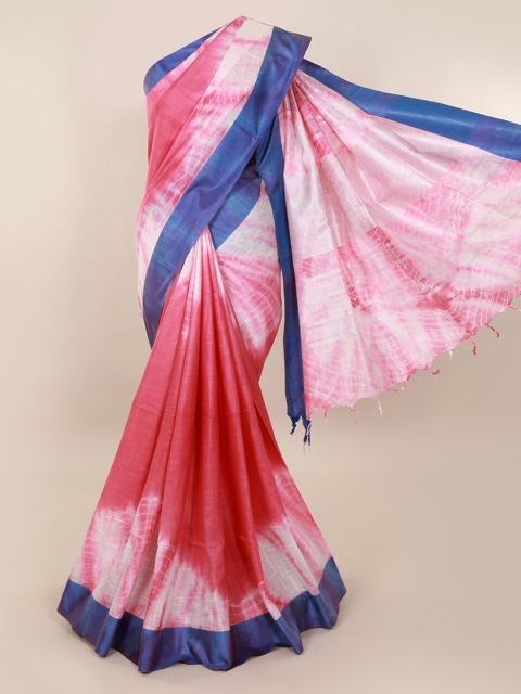 

Pothys Pink Dyed Linen Blend Saree