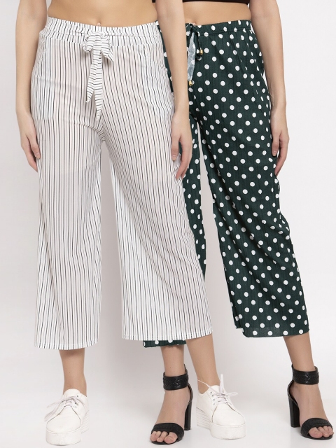 KLOTTHE Women Pack Of 2 Wide Leg Palazzos, White