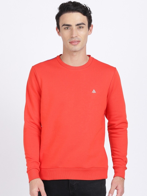 

ANTHEM Men Coral Red Solid Sweatshirt