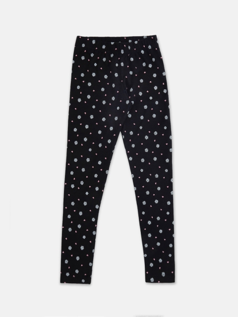 

Pantaloons Junior Girls Black & White Printed Ankle-Length Leggings