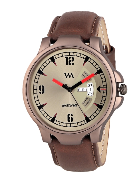 

Watch Me Men Beige Leather Analogue Watch DDWM-018