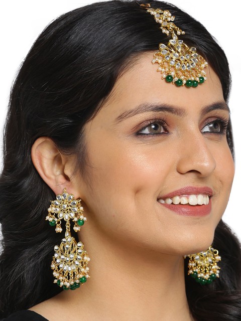 

Shining Diva Gold-Plated & White Kundan Studded Jewellery Set