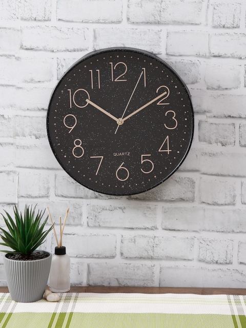 

House Of Accessories Black Round Solid 30cm Analogue Wall Clock