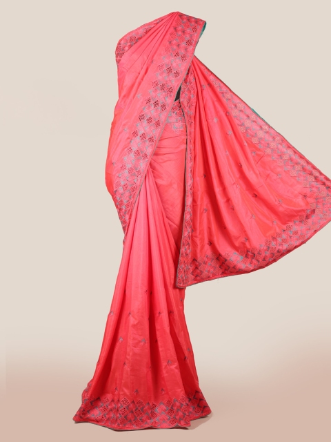 

Pothys Pink Embroidered Art Silk Saree