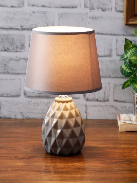 

House Of Accessories Grey Textured Contemporary Bedside Standard Table Lamp