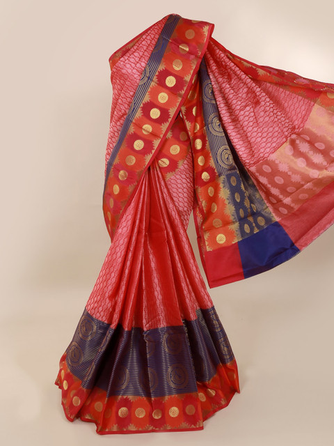 

Pothys Pink & Blue Tissue Woven Design Saree