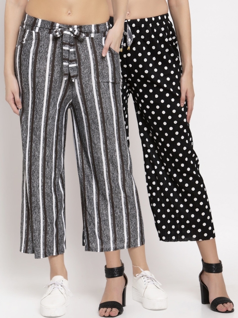 

KLOTTHE Women Multicoloured Pack of 2 Striped Flared Palazzos, Multi