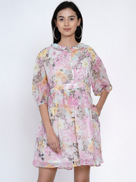 

Abiti Bella Women Pink Floral Printed Fit and Flare Dress