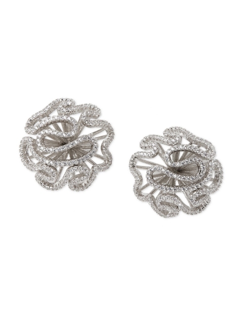 

shaze Silver-Toned Contemporary Studs