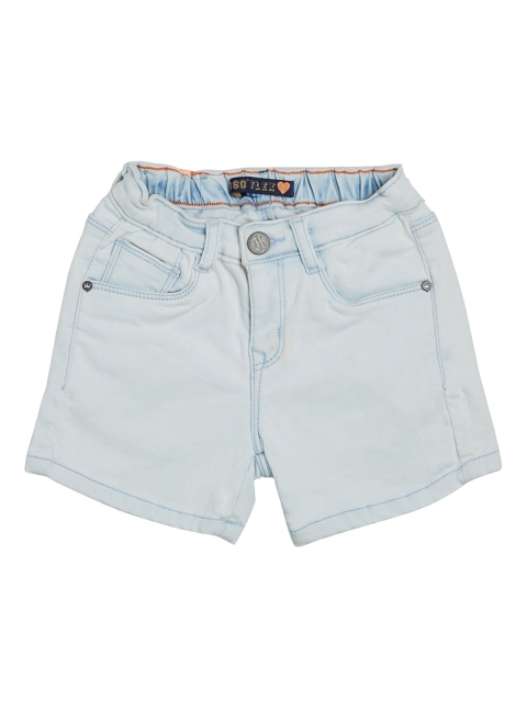 

VITAMINS Girls Blue Solid Slim Fit Denim Shorts