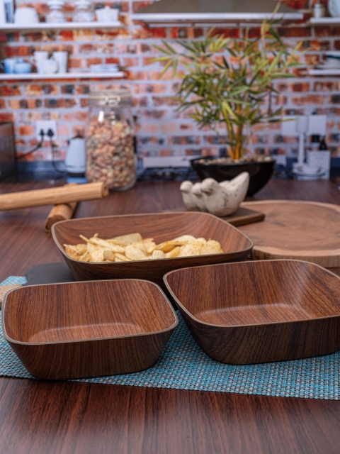 

GOODHOMES Brown Set of 3 Melamine Bowls