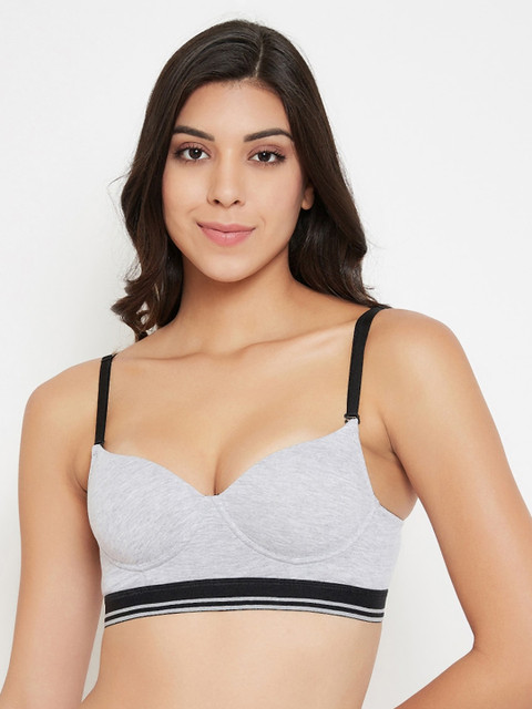 

C9 AIRWEAR Grey & Black Colourblocked Non-Wired Lightly Padded T-shirt Bra P2609_GREY