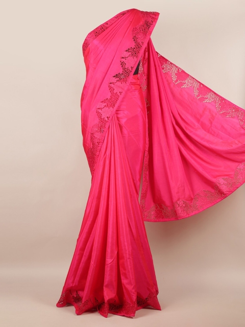 

Pothys Pink Solid Art Silk Saree