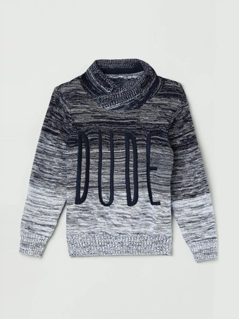 max Boys Grey Self Design Cotton Pullover Sweater