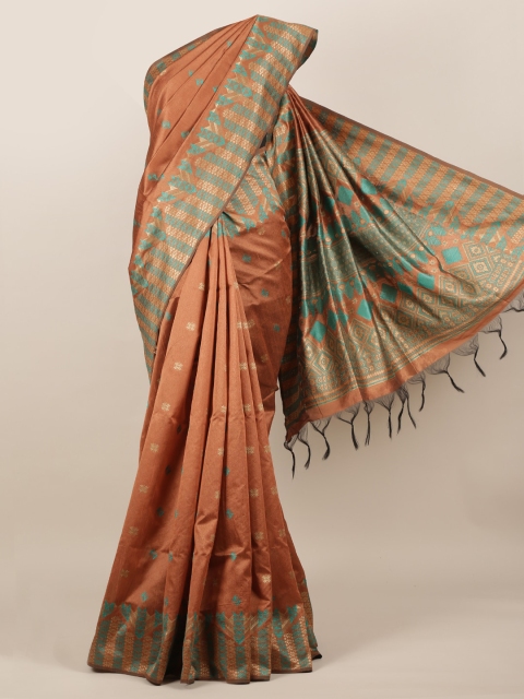 

Pothys Brown Woven Design Jute Silk Saree