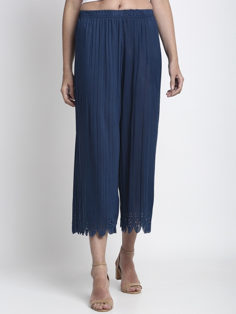 

NEUDIS Women Teal Blue Solid Culottes