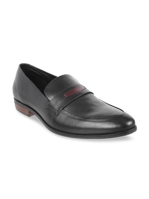 

Metro Men Black Solid Leather Formal Loafers