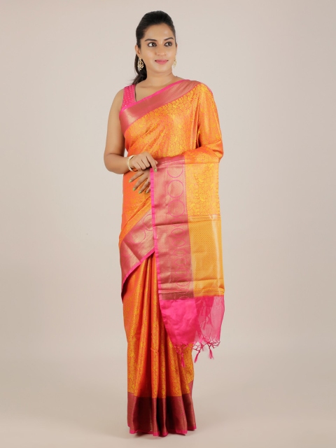 

Pothys Orange & Pink Cotton Blend Woven Design Saree